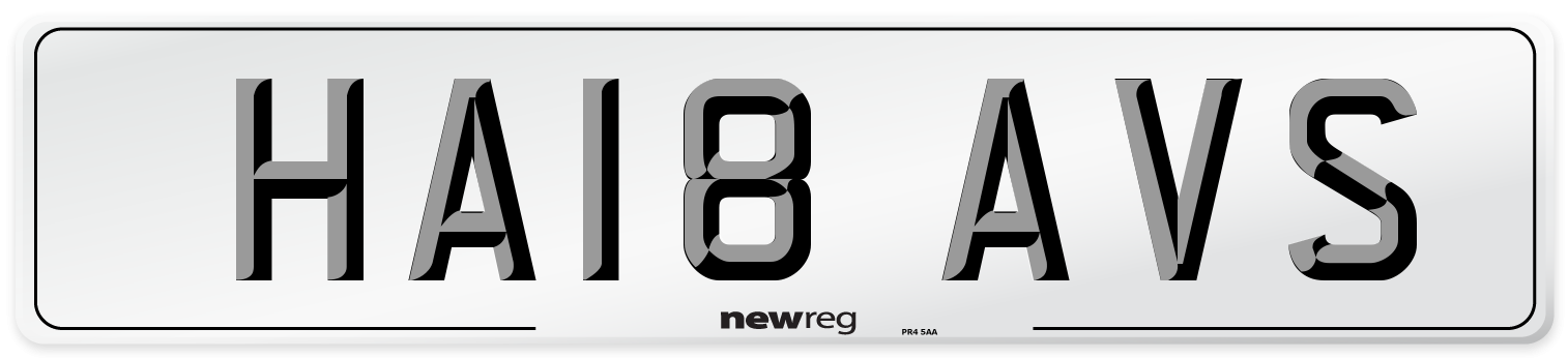 HA18 AVS Number Plate from New Reg